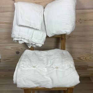 Brooklinen Duvet Cover Set King/Cali King White 100% Linen Portugal Bedding